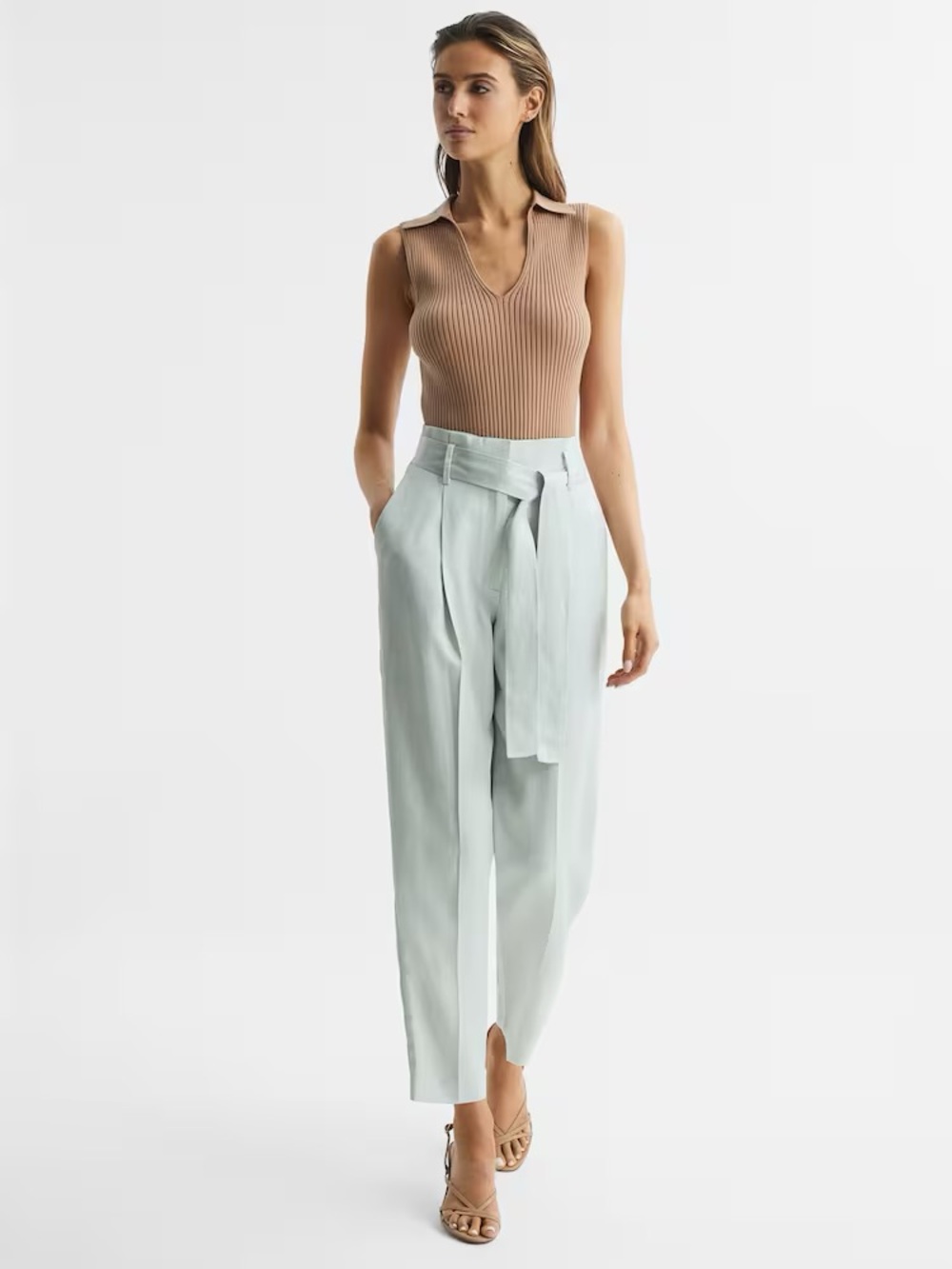 Reiss Mylie Tapered Mint Trousers